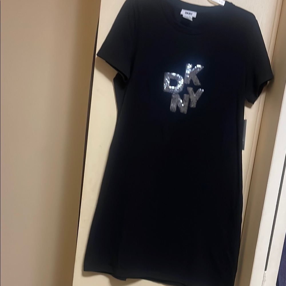 DKNY Black Dress with Shimmering Silver Logo